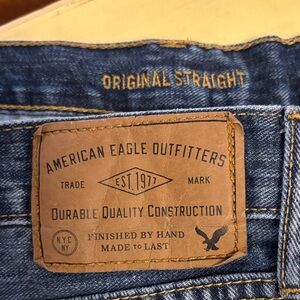 American Eagle Outfitters Men's Straight Jeans - Dark Blue 40x32